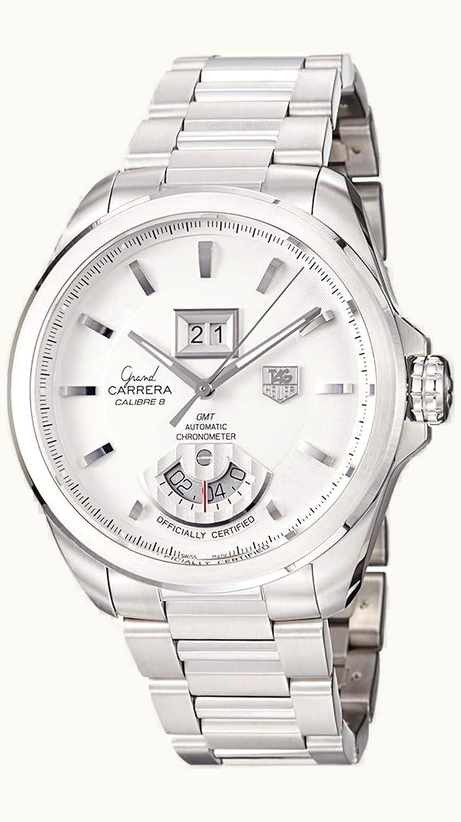 TAG Heuer Grand Carrera Calibre 8 RS Grande Date GMT Stainless Steel / Silver / Bracelet