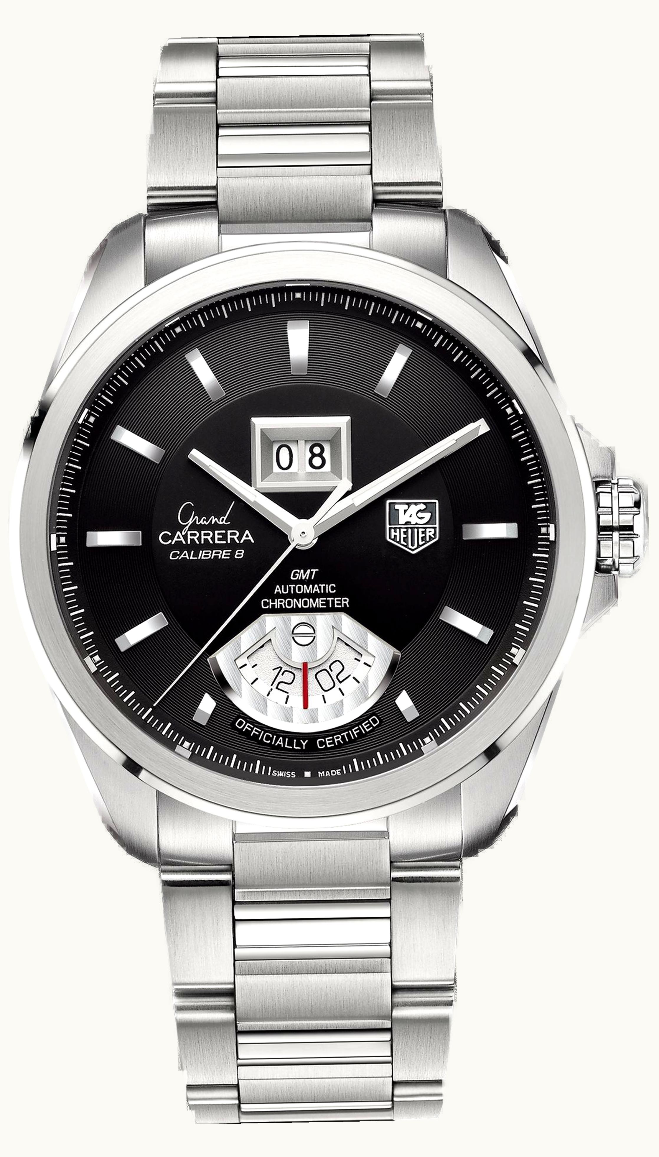 TAG Heuer Grand Carrera Calibre 8 RS Grande Date GMT Stainless Steel - Diamond / Black / Bracelet