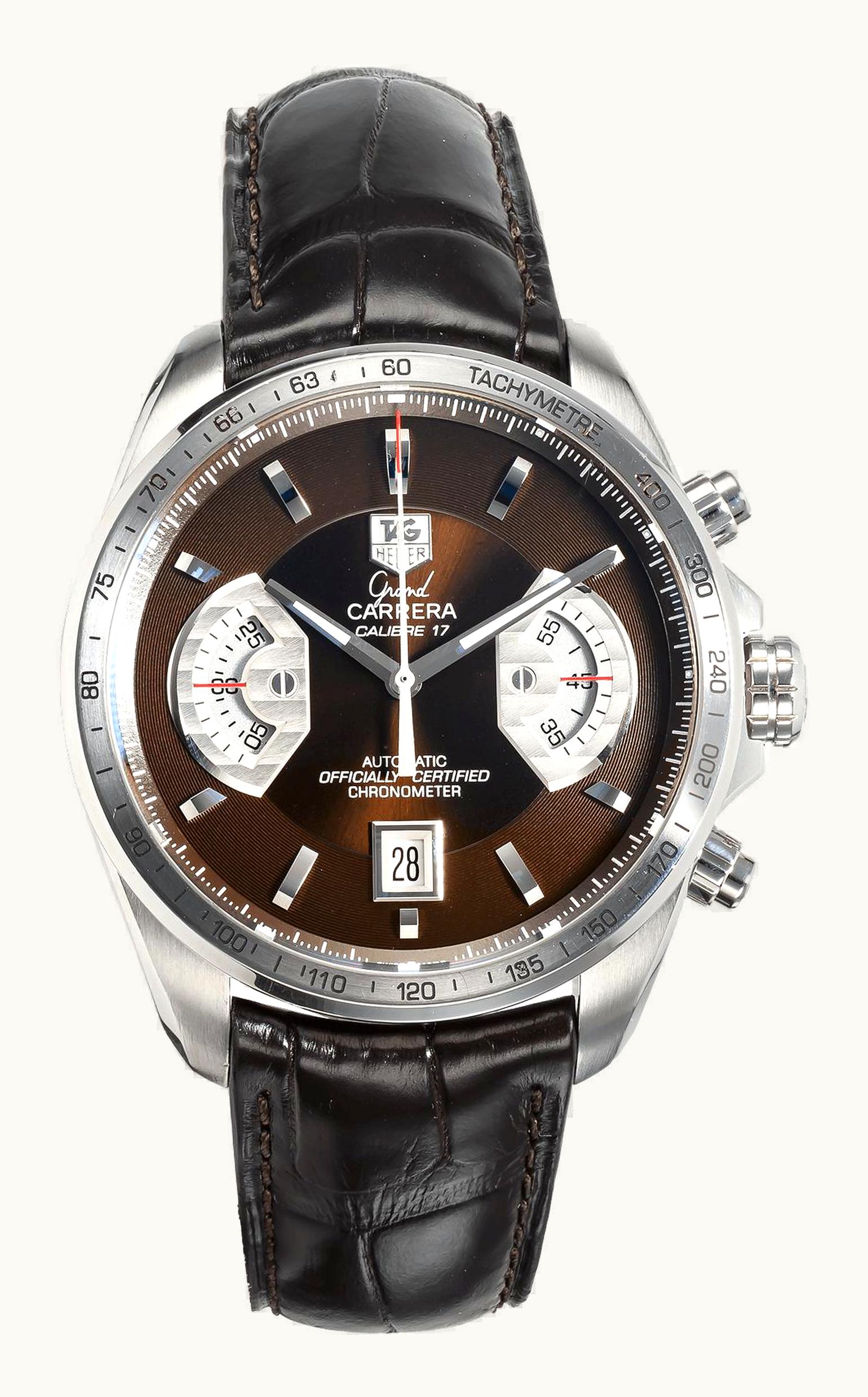 TAG Heuer Grand Carrera Calibre 17 RS 43 Stainless Steel / Brown / Bracelet