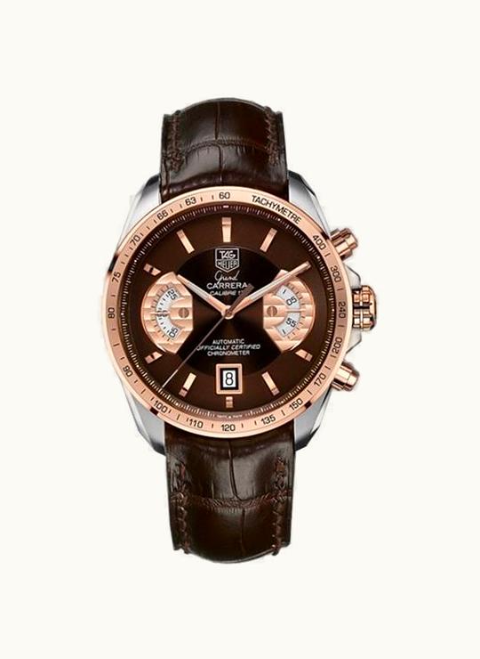 TAG Heuer Grand Carrera Calibre 17 RS 43 Stainless Steel / Red Gold / Brown / Alligator