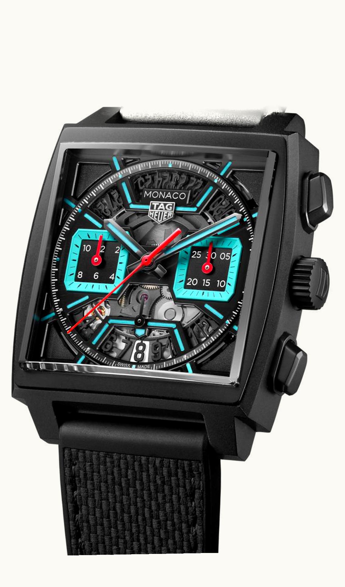 TAG Heuer Monaco Calibre Heuer 02 Titanium DLC / Skeleton - Turquoise