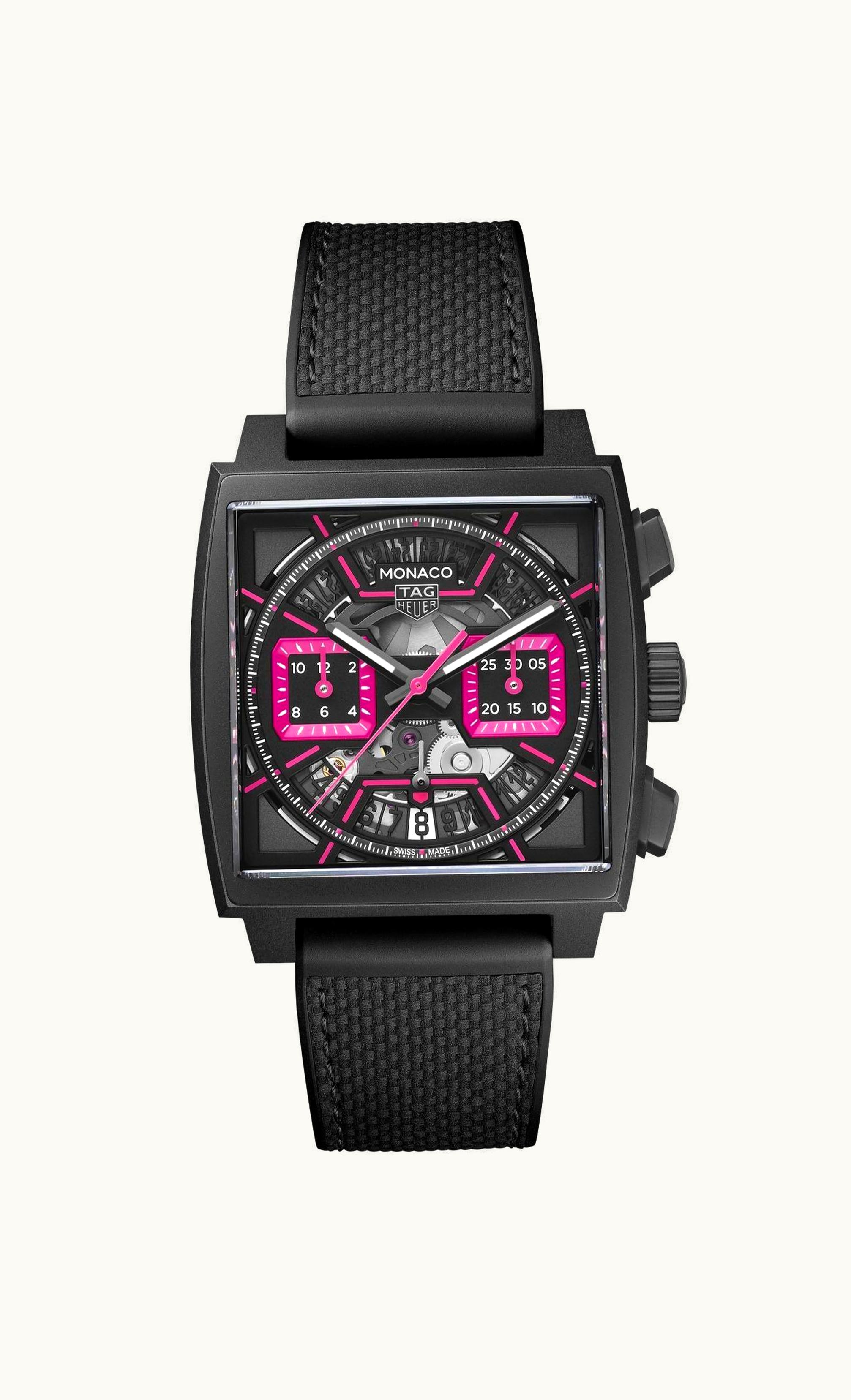 TAG Heuer Monaco Calibre Heuer 02 Titanium DLC / Skeleton - Pink / Las Vegas