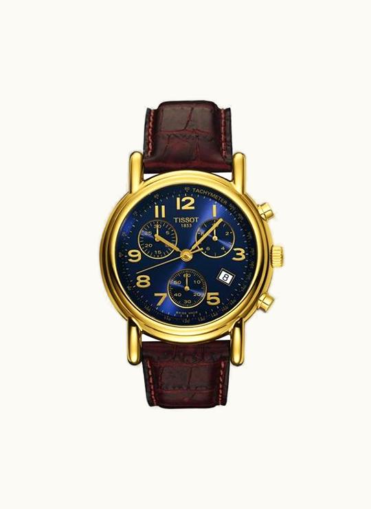 Tissot Carson Chronograph Quartz 39.7 Yellow Gold / Blue / Strap