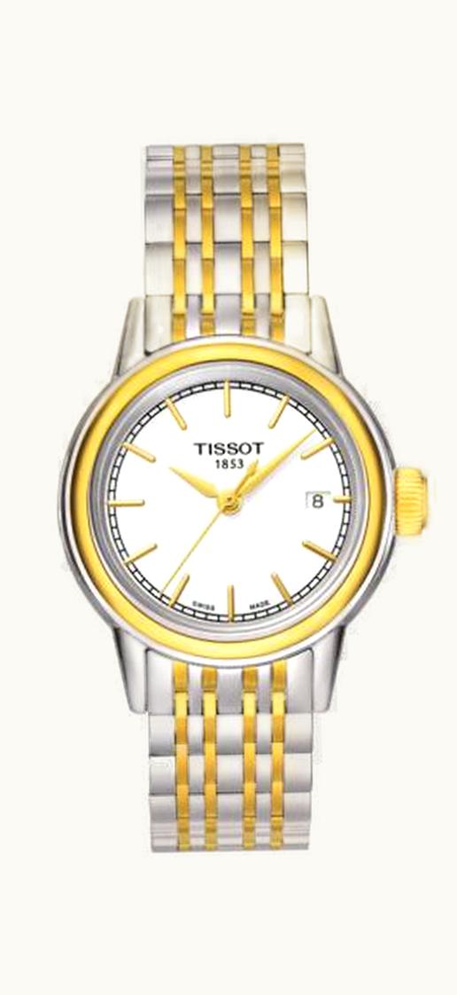 Tissot Carson Quartz 29.7 Stainless Steel / Yellow Gold PVD / White / Bracelet