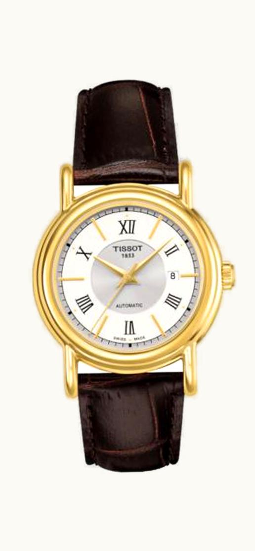 Tissot Carson Automatic 29.7 Yellow Gold / Silver / Strap