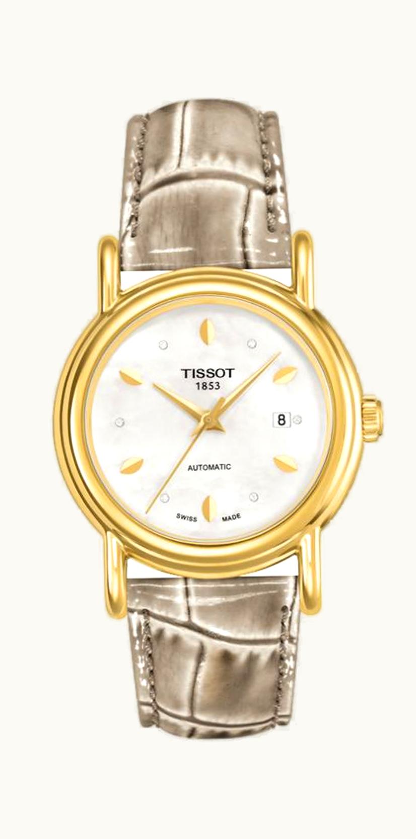 Tissot Carson Automatic 29.7 Yellow Gold / MOP / Alligator