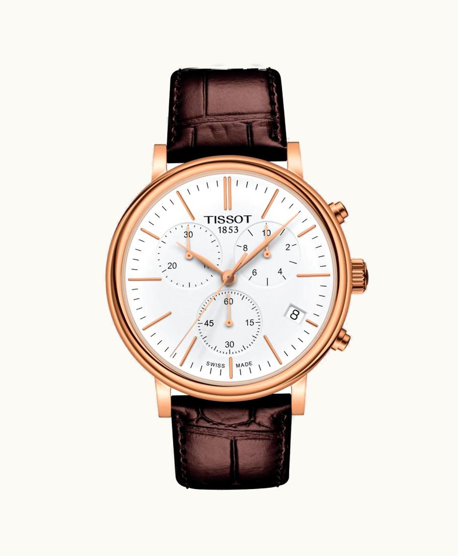 Tissot Carson Premium Chronograph Quartz 41 Rose Gold PVD / Silver / Strap