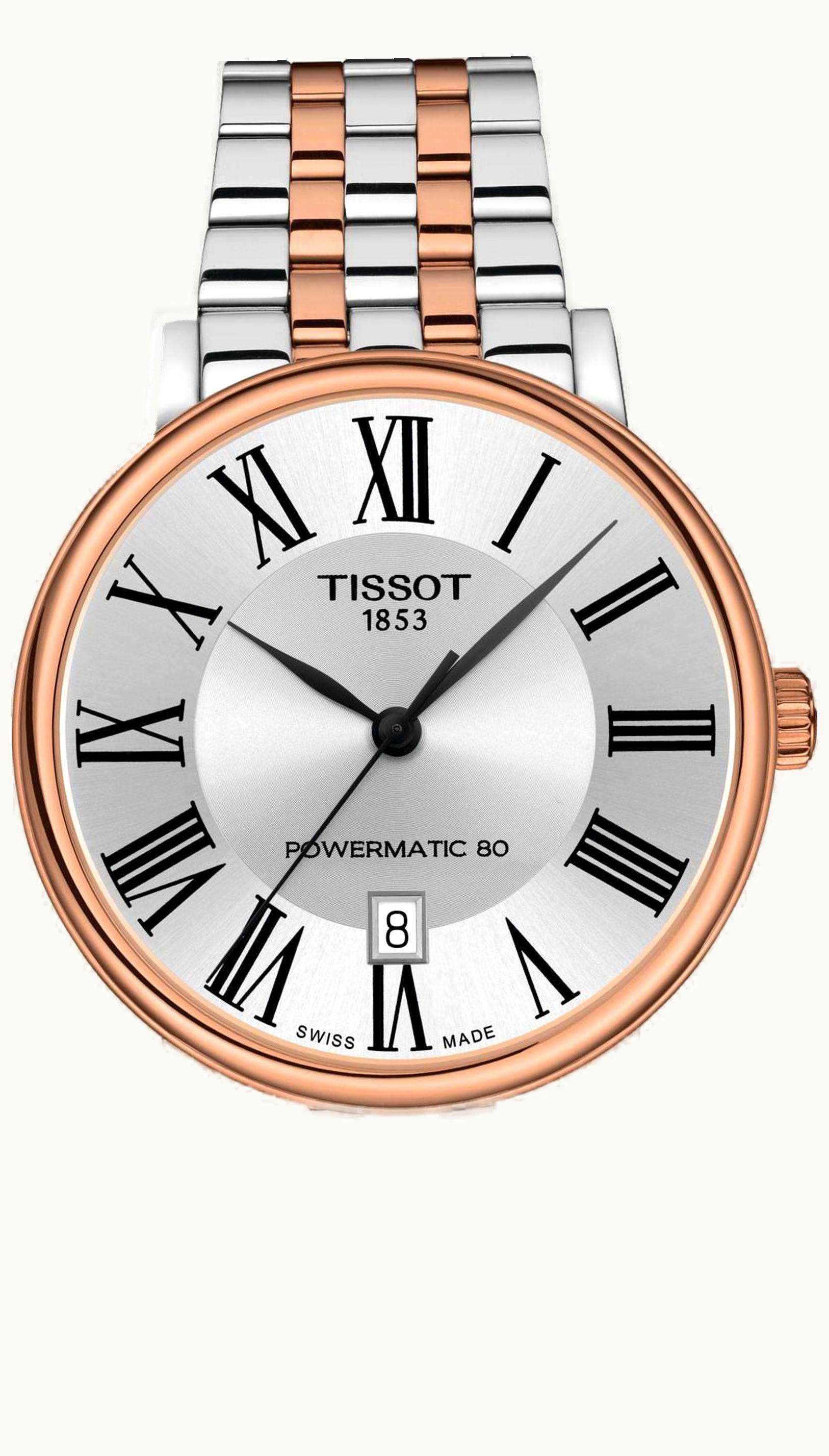 Tissot Carson Premium Powermatic 80 Stainless Steel / Rose Gold PVD / Silver / Bracelet