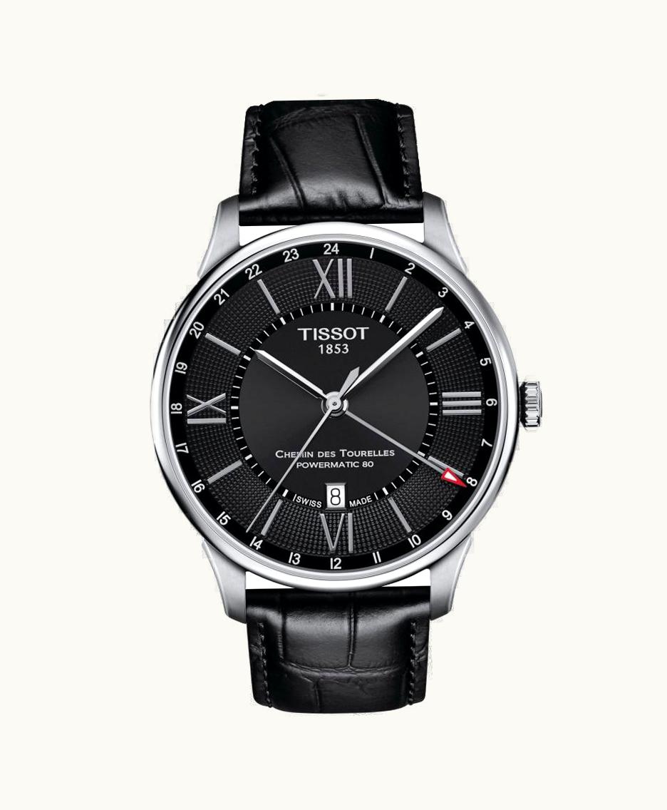 Tissot Chemin Des Tourelles Powermatic 80 GMT 42 Stainless Steel / Black / Strap