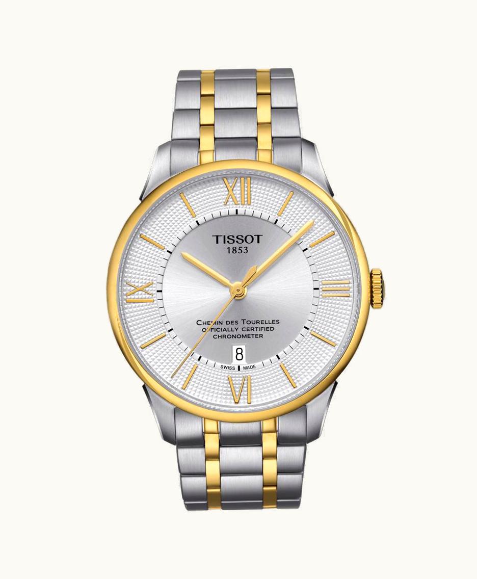 Tissot Chemin Des Tourelles Powermatic 80 COSC 42 Stainless Steel / Yellow Gold PVD / Silver / Bracelet