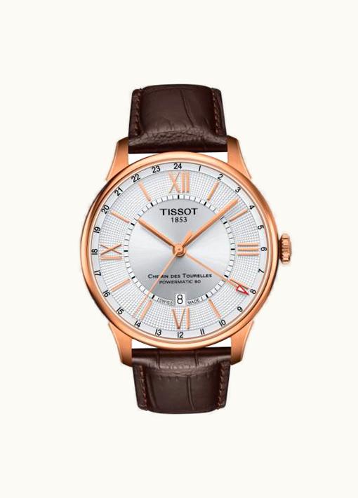 Tissot Chemin Des Tourelles Powermatic 80 GMT 42 Rose Gold PVD / Silver / Strap