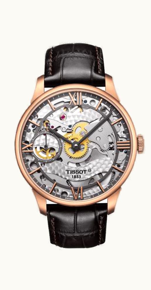 Tissot Chemin des Tourelles Squelette 42 Rose Gold PVD / Skeleton / Strap