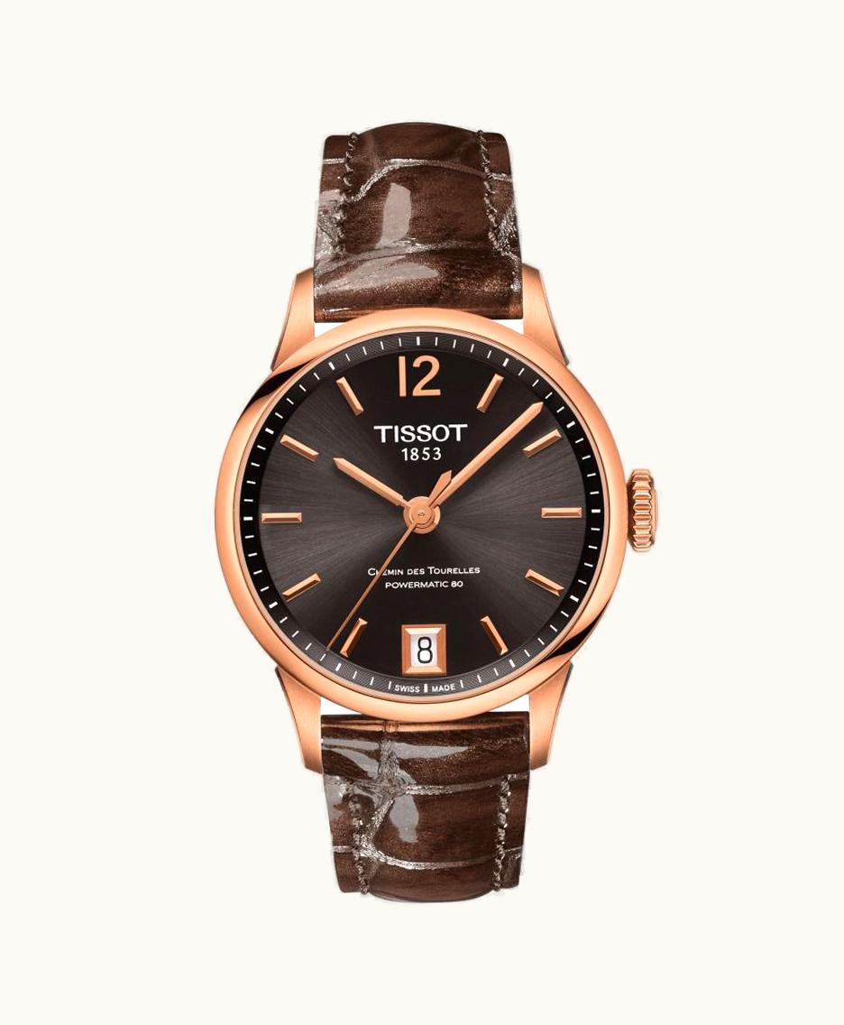 Tissot Chemin Des Tourelles Powermatic 80 32 Rose Gold PVD / Brown / Strap
