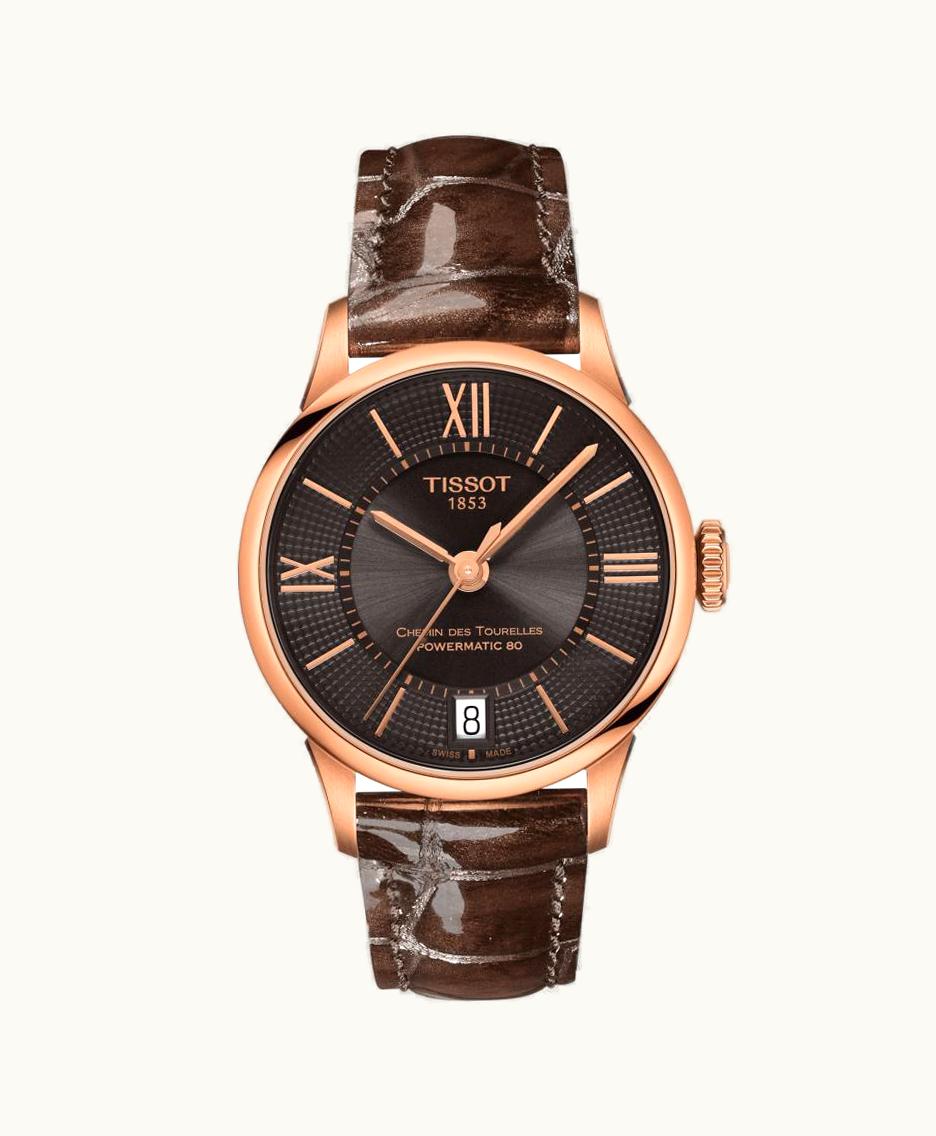 Tissot Chemin Des Tourelles Powermatic 80 32 Rose Gold PVD / Brown / Strap