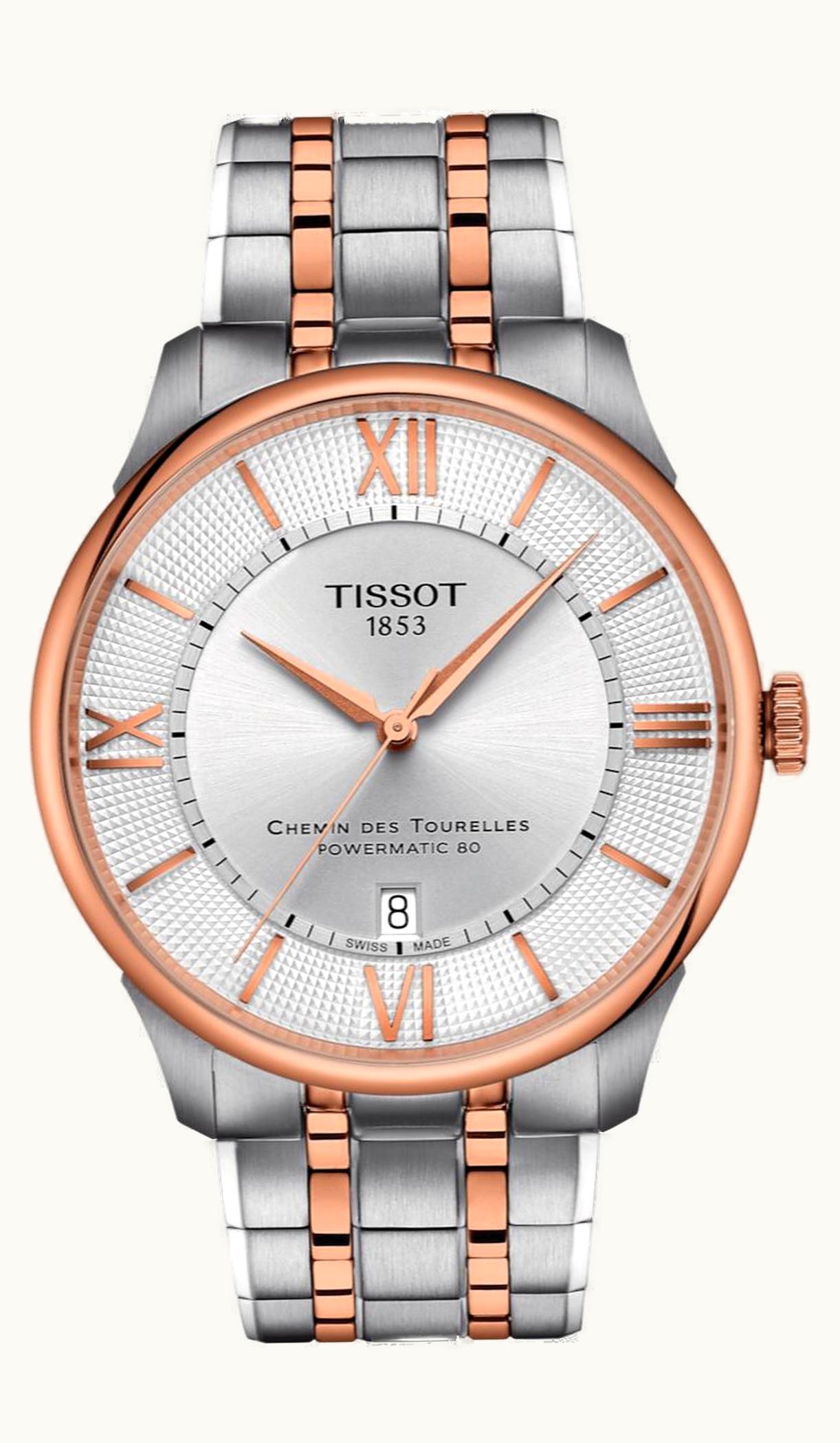 Tissot Chemin Des Tourelles Powermatic 80 42 Stainless Steel - Rose Gold / Silver / Bracelet
