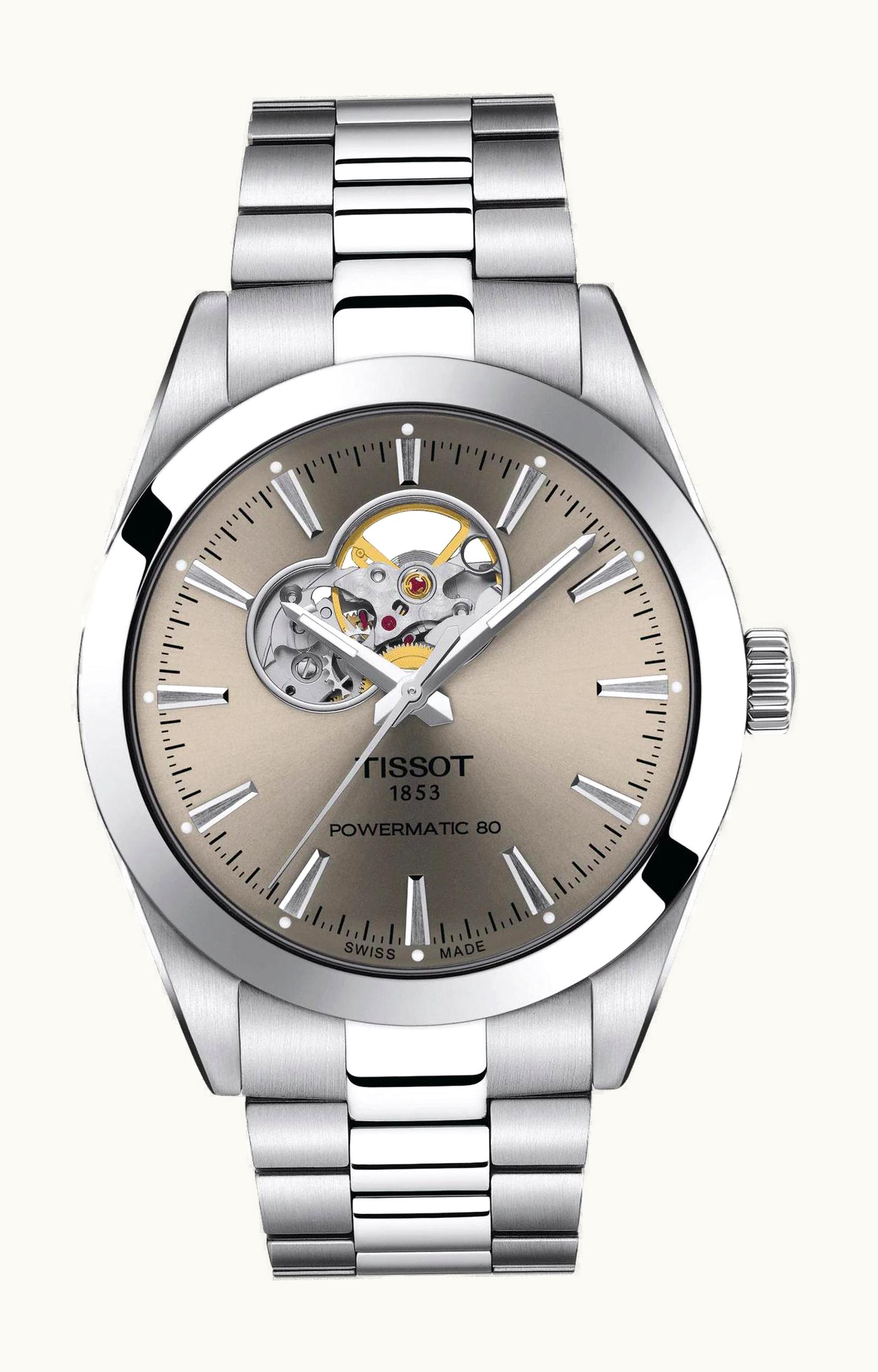 Tissot Gentleman Powermatic Open Heart Stainless Steel / Grey / Bracelet