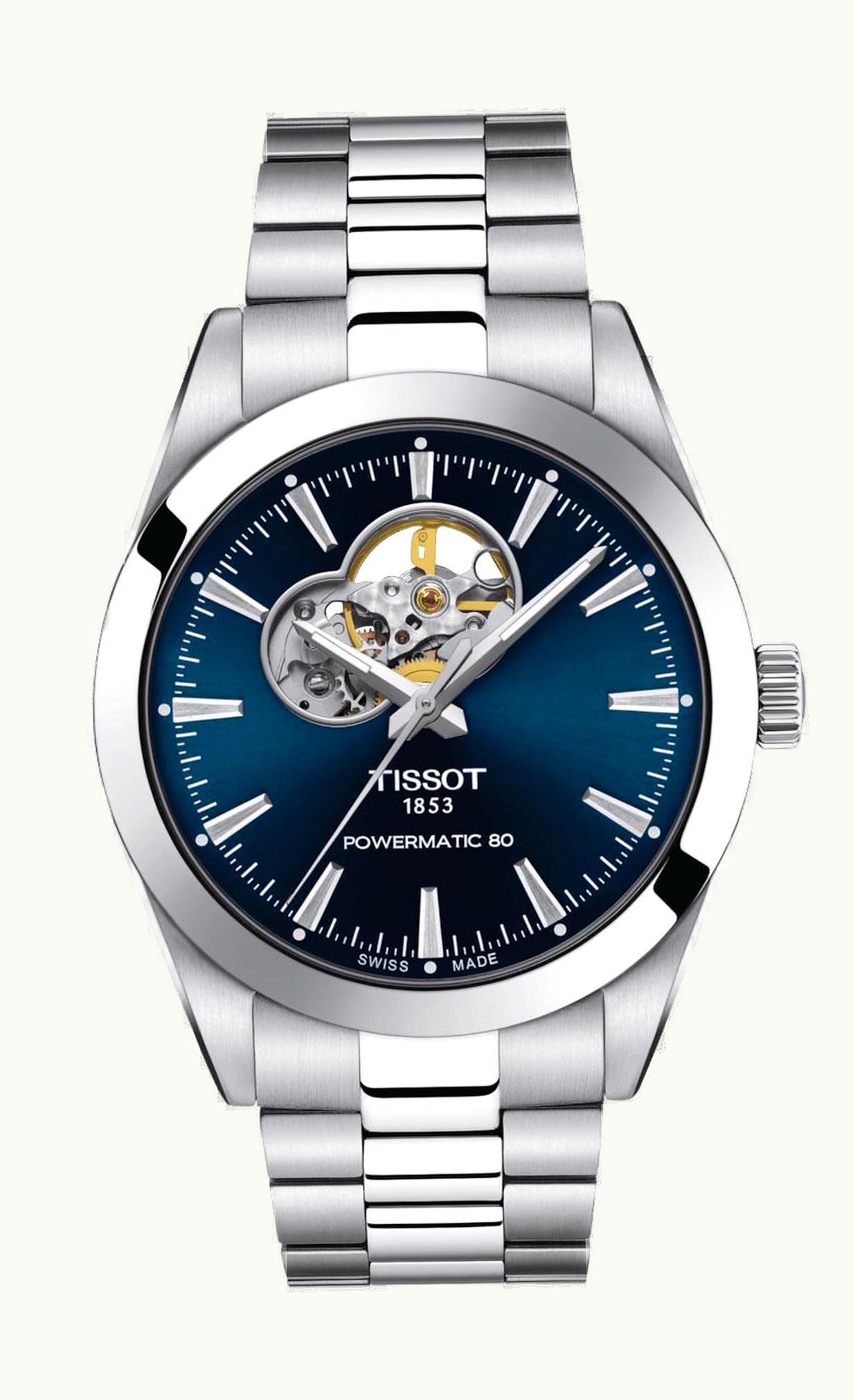 Tissot Gentleman Powermatic Open Heart Stainless Steel / Blue / Bracelet