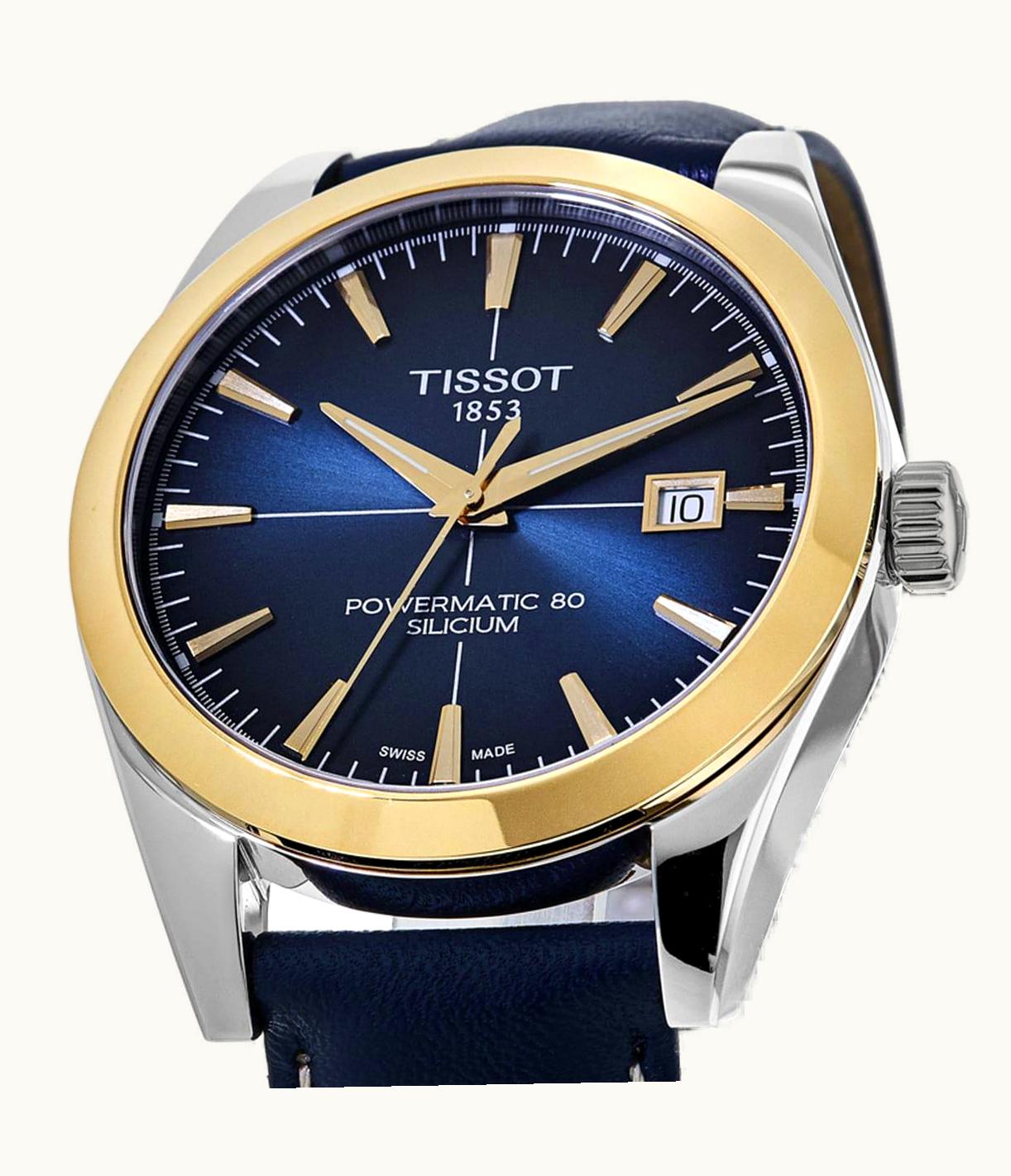 Tissot Gentleman Powermatic Stainless Steel / Yellow Gold / Blue / Strap