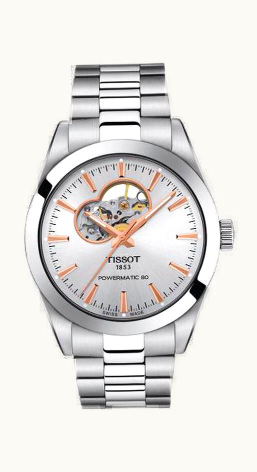 Tissot Gentleman Powermatic Open Heart Stainless Steel / Silver / Bracelet