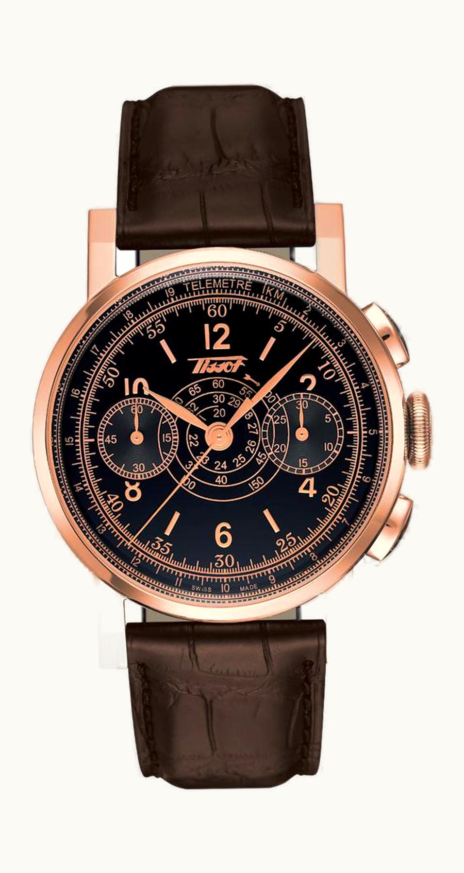 Tissot Heritage Chronograph Pink Gold / Black / Strap