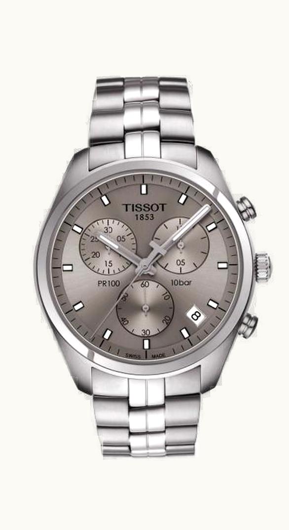 Tissot PR 100 Chronograph Quartz 41 Stainless Steel / Silver / Bracelet