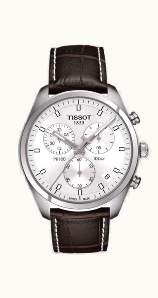 Tissot PR 100 Chronograph Quartz 41 Stainless Steel / Silver / Strap
