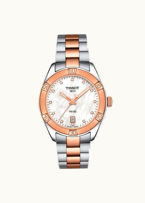 Tissot PR 100 Sport Chic 36 Stainless Steel / Rose Gold PVD / MOP / Bracelet