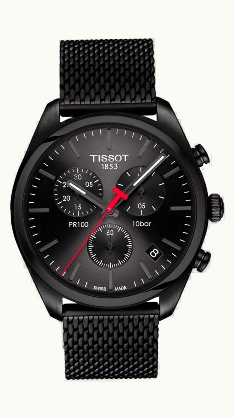 Tissot PR 100 Chronograph Quartz 41 PVD / Black / Milanese