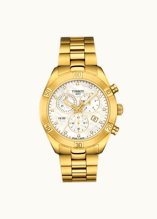 Tissot PR 100 Sport Chic Chronograph 38 Yellow Gold / MOP / Bracelet