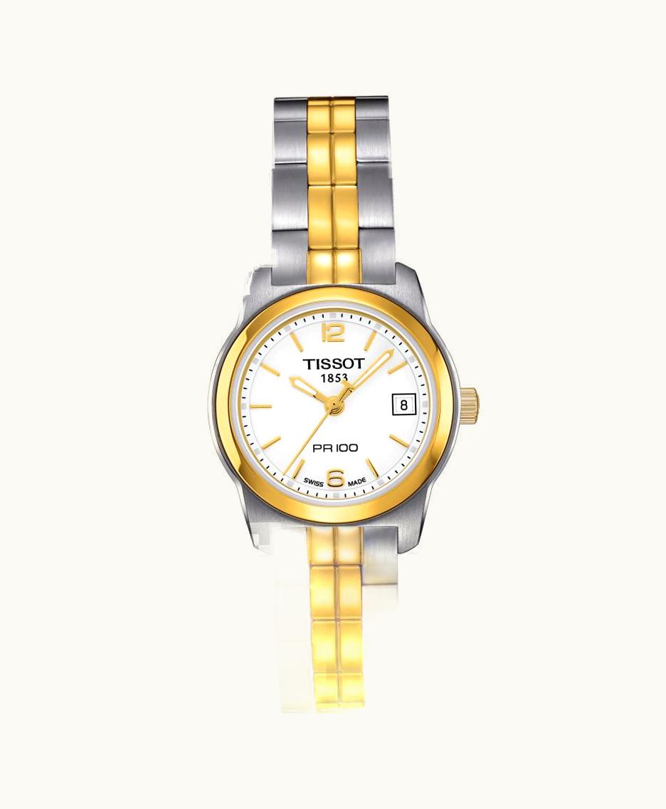 Tissot PR 100 Quartz 24.5 Stainless Steel / Yellow Gold PVD / White / Bracelet