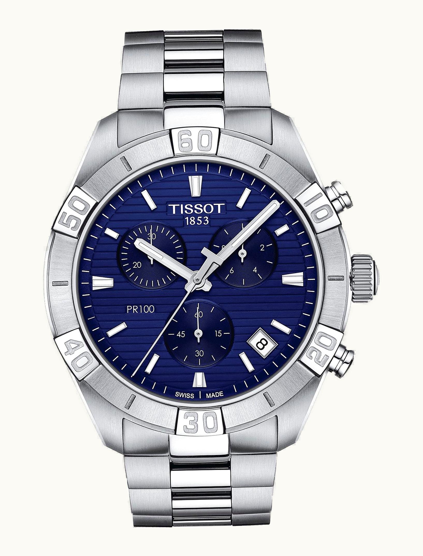 Tissot PR 100 Sport Gent Chronograph Stainless Steel / Blue / Bracelet