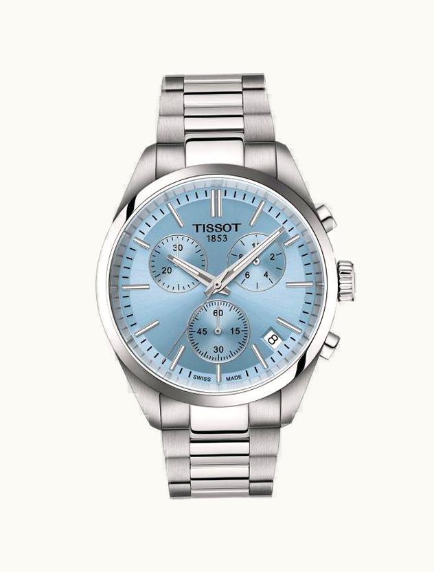 Tissot PR 100 Quartz Chronograph Stainless Steel / Ice blue / Bracelet