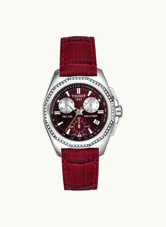 Tissot PRC 100 Chronograph Quartz 34.8 Stainless Steel / Red / Strap