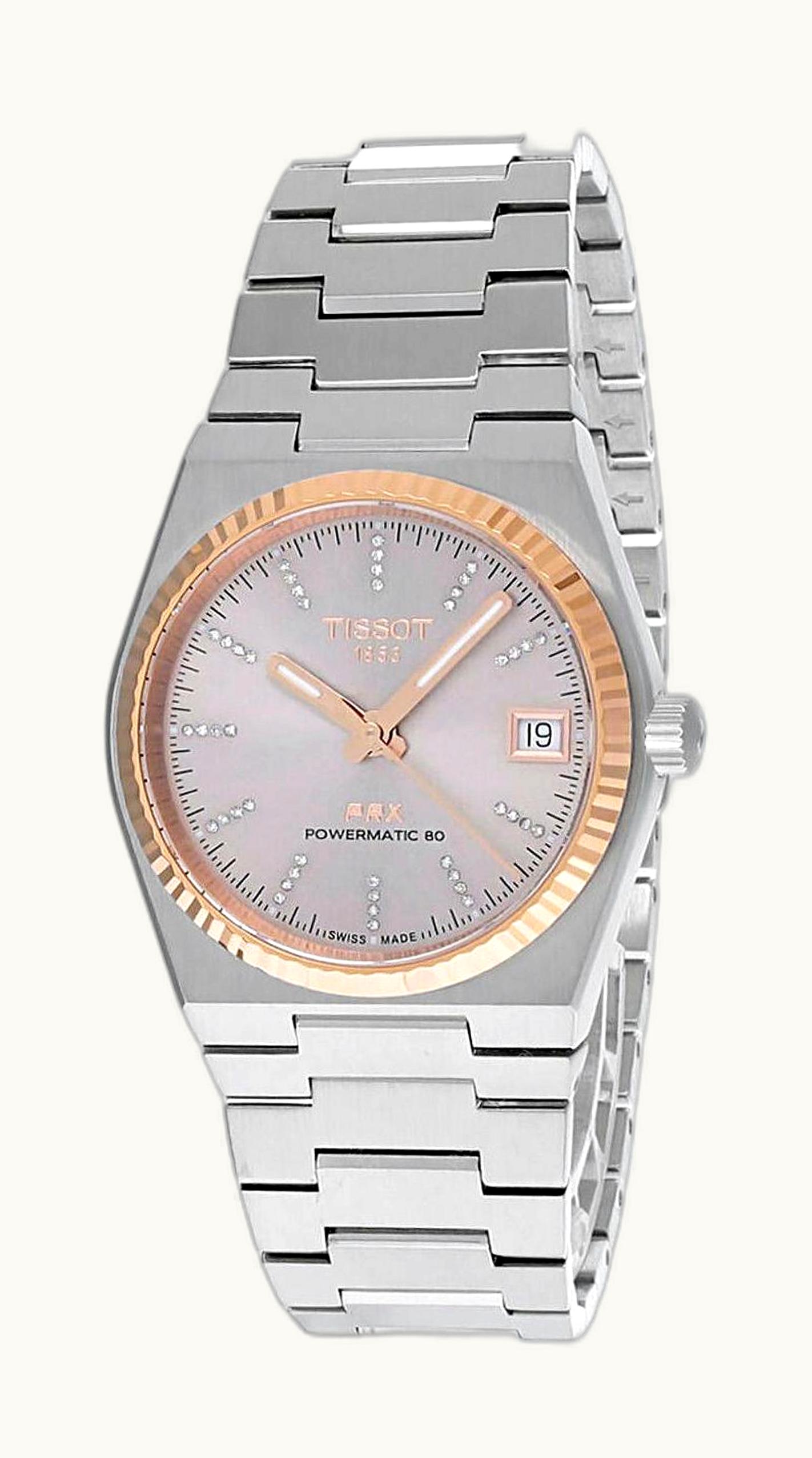 Tissot PRX 35 Powermatic 80 Stainless Steel - Rose Gold / Grey - Diamond