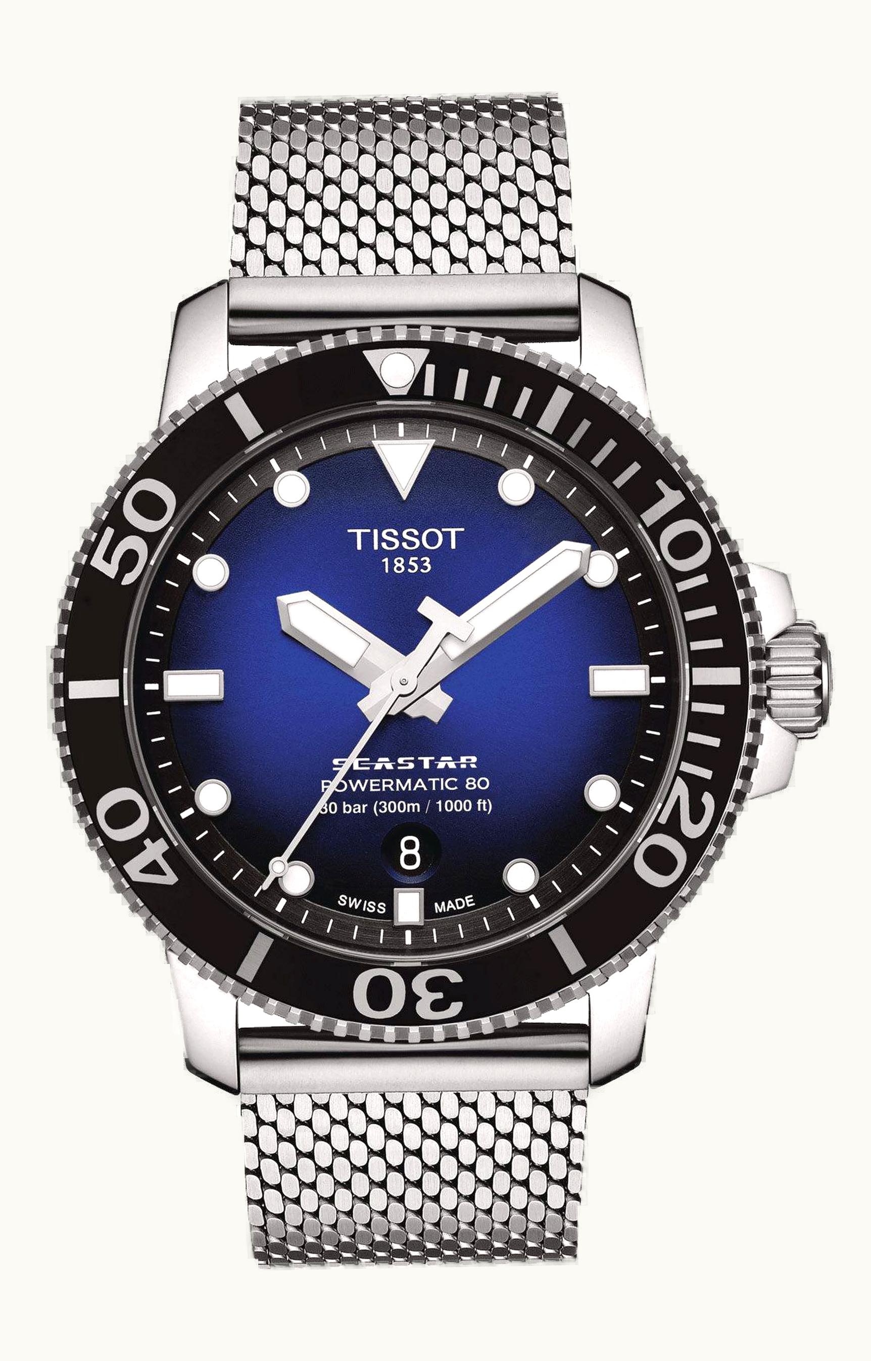 Tissot Seastar 1000 Powermatic 80 43 Stainless Steel / Gradient Grey / Mesh