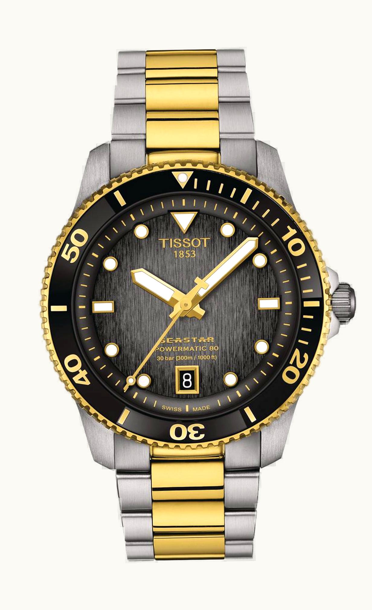 Tissot Seastar 1000 Powermatic 80 40 Stainless Steel - Yellow Gold / Grey / Bracelet