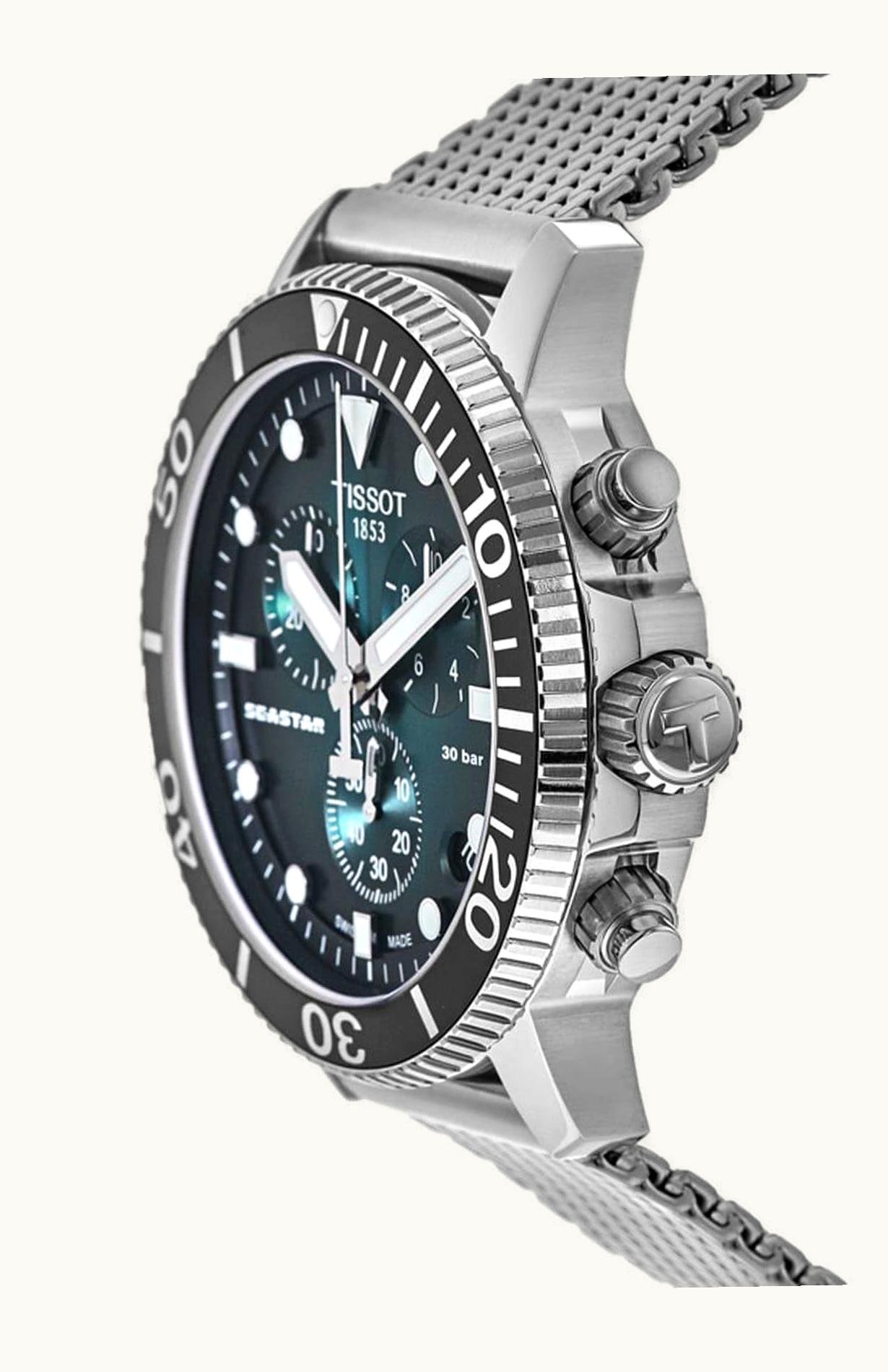 Tissot Seastar 1000 Chronograph Quartz 45.5 Stainless Steel / Gradient Grey / Mesh