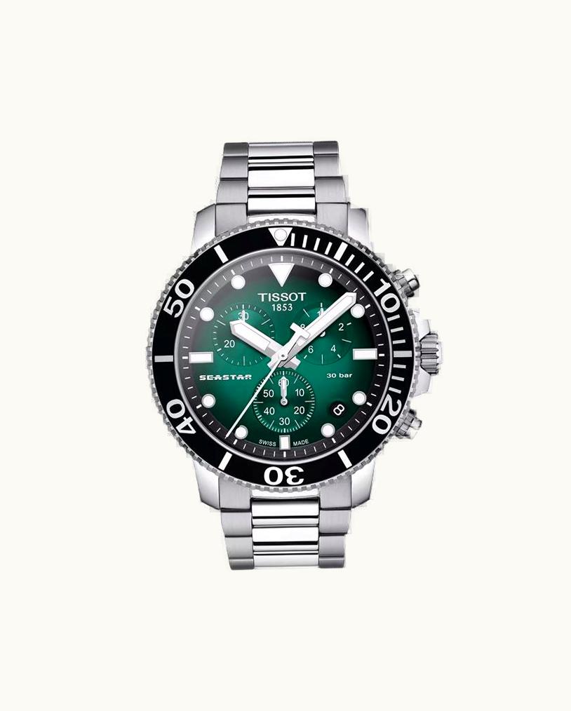 Tissot Seastar 1000 Chronograph Quartz 45.5 Stainless Steel / Green Gradient / Bracelet