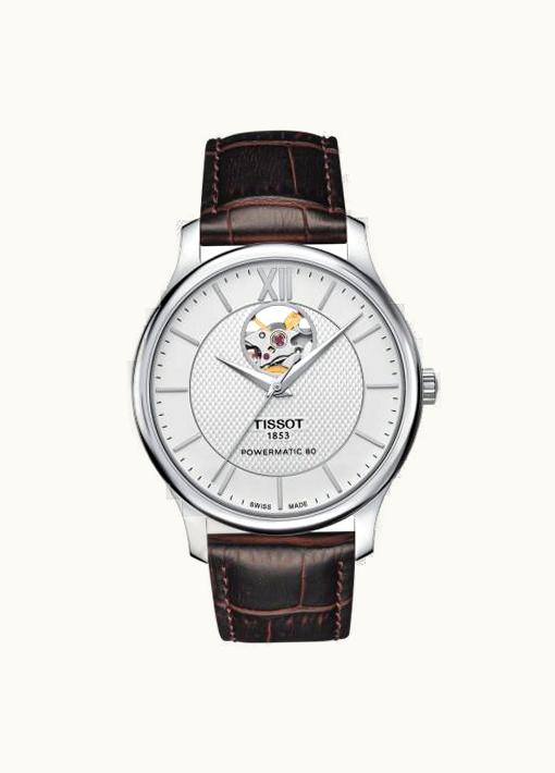 Tissot Tradition Powermatic 80 Open Heart 40 Stainless Steel / Silver / Strap