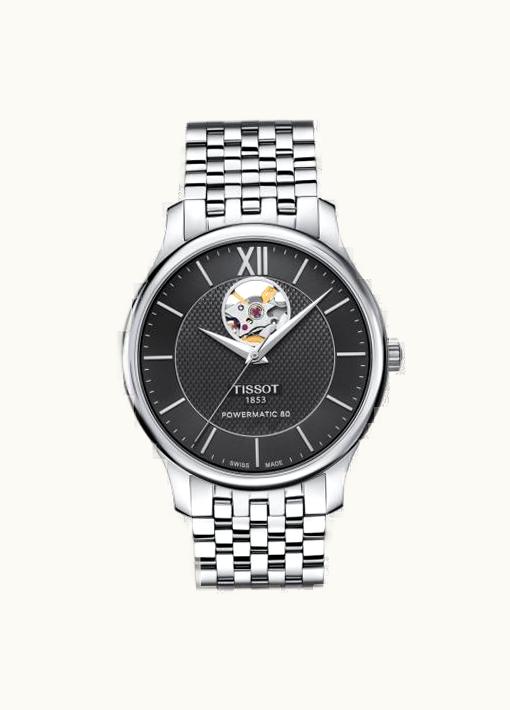 Tissot Tradition Powermatic 80 Open Heart 40 Stainless Steel / Black / Bracelet
