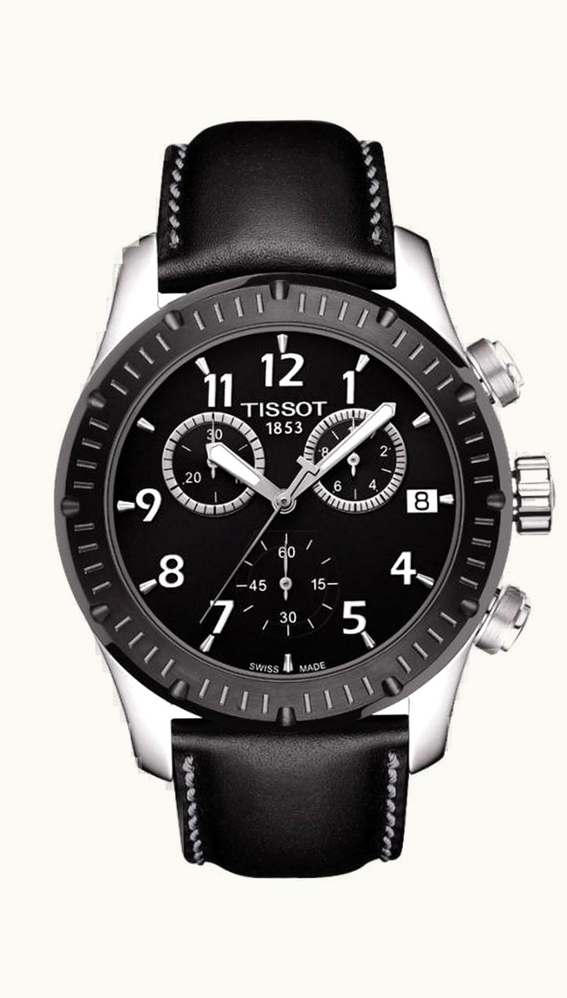 Tissot V8 Quartz Chronograph PVD Bezel Leather