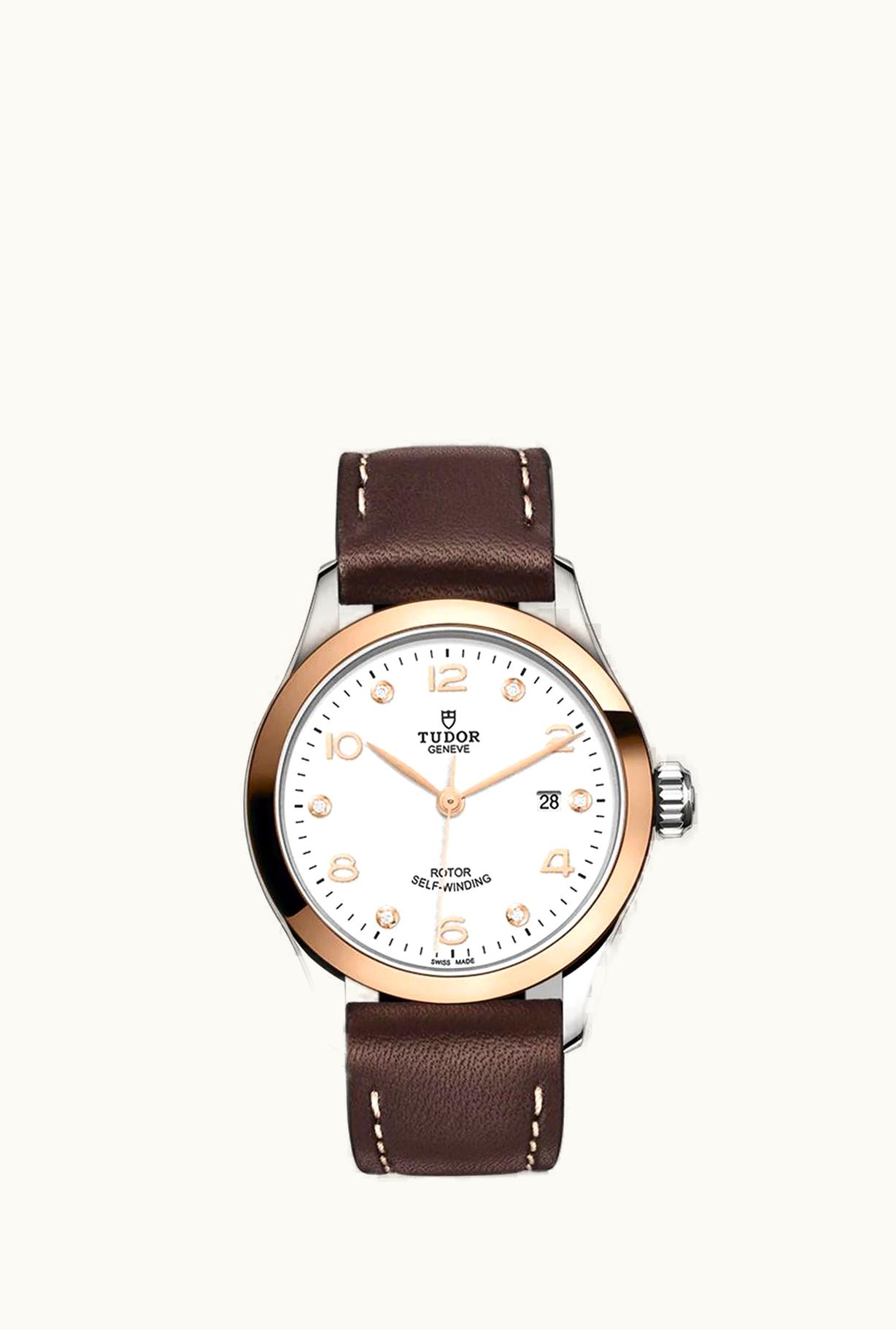 Tudor 1926 28 Stainless Steel / Rose Gold / White - Diamond / Strap