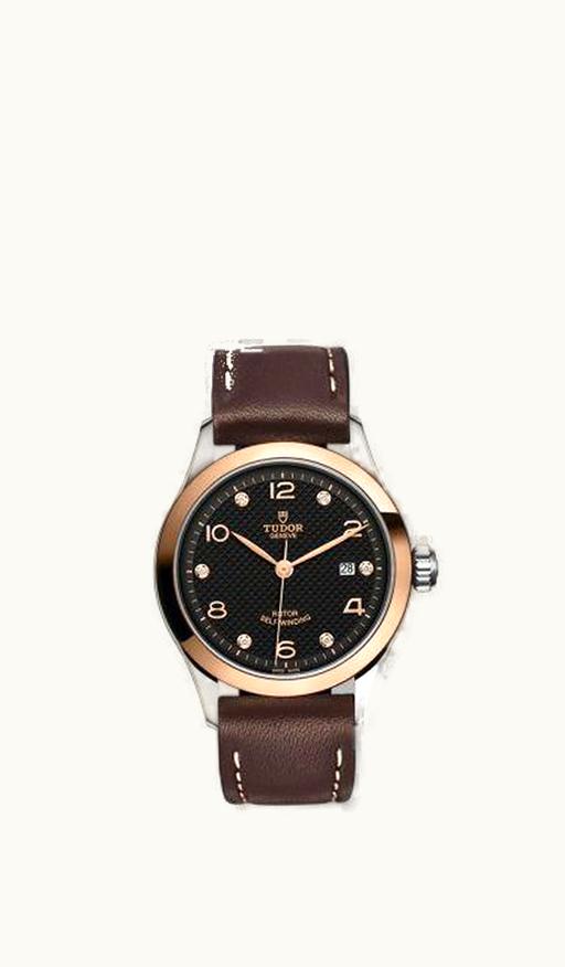 Tudor 1926 28 Stainless Steel / Rose Gold / Black - Diamond / Strap