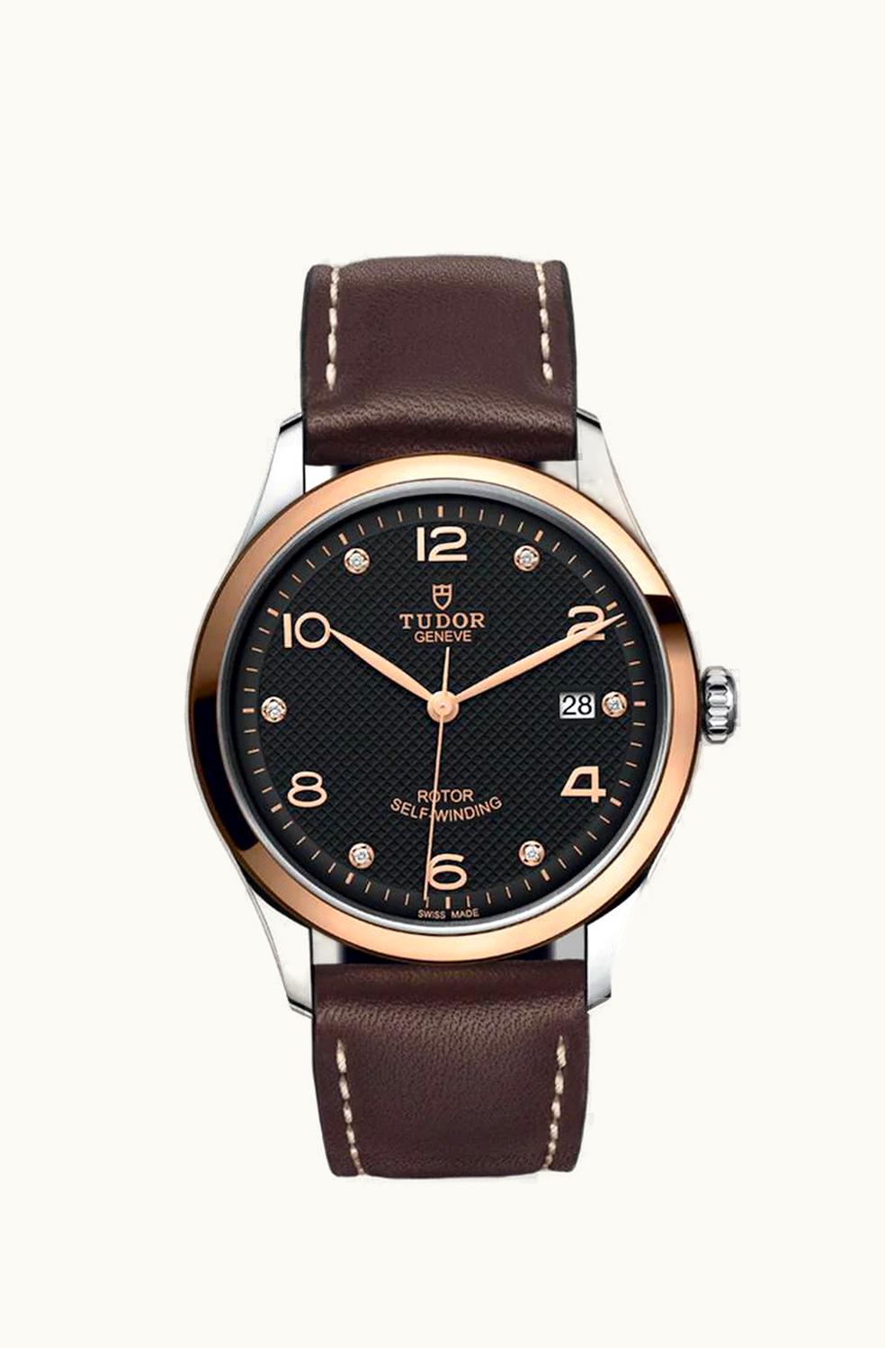 Tudor 1926 39 Stainless Steel / Rose Gold / Black - Diamond / Strap