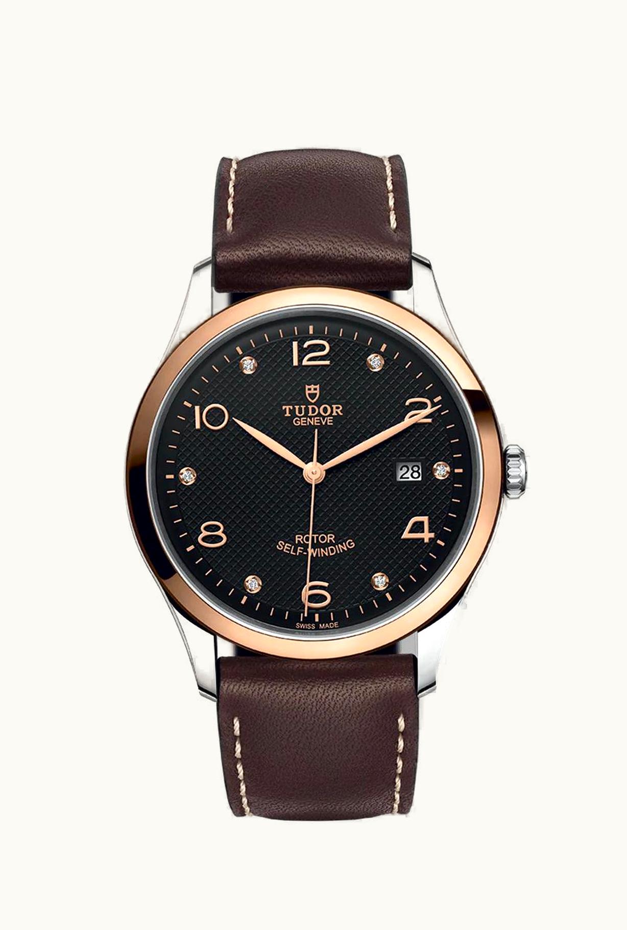 Tudor 1926 41 Stainless Steel / Rose Gold / Black - Diamond / Strap