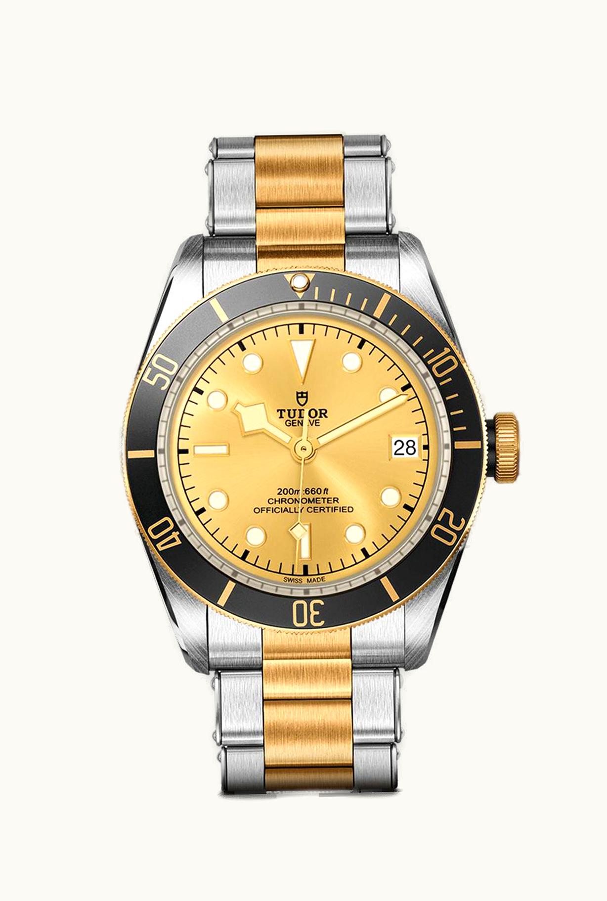 Tudor Heritage Black Bay Black S&G / Stainless Steel / Yellow Gold / Champagne / Bracelet