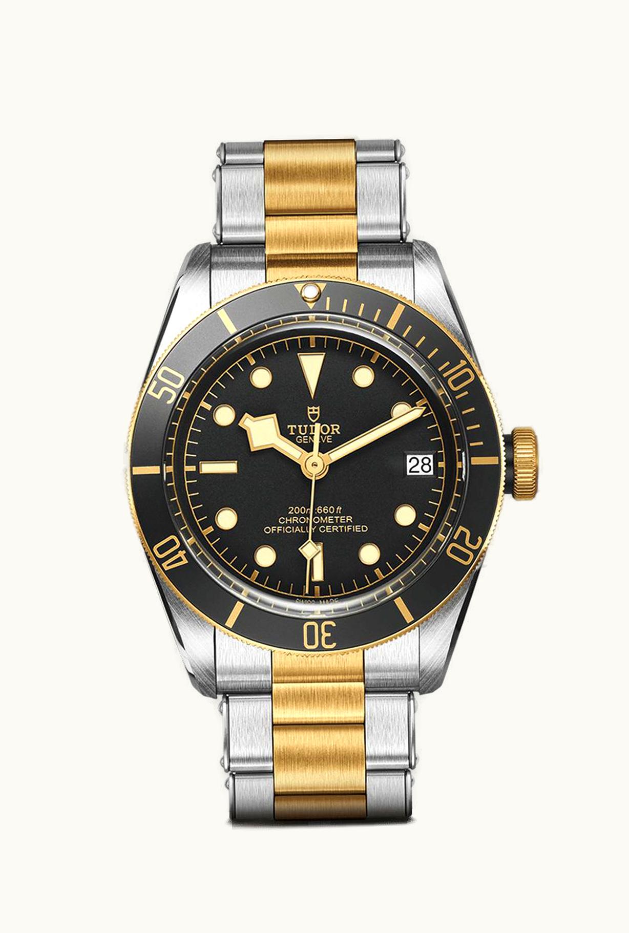 Tudor Heritage Black Bay Black S&G / Stainless Steel / Yellow Gold / Black / Bracelet