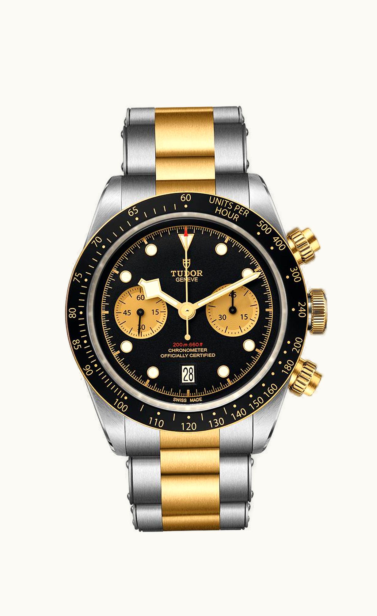 Tudor Heritage Black Bay Black S&G / Stainless Steel / Yellow Gold / Black / Strap
