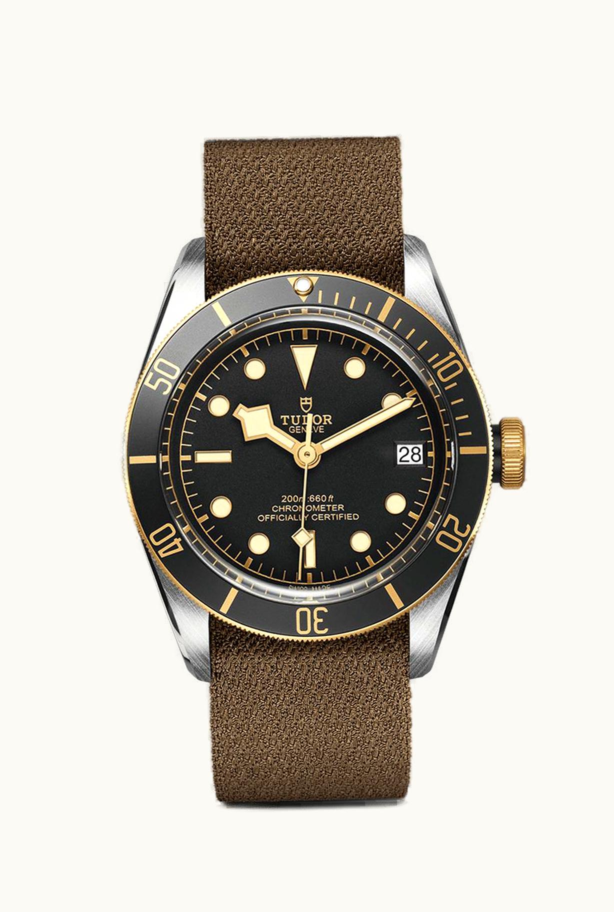 Tudor Heritage Black Bay Black S&G / Stainless Steel / Yellow Gold / Black / Fabric