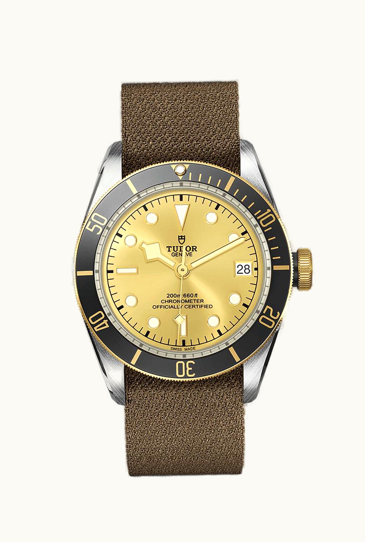 Tudor Heritage Black Bay Black S&G / Stainless Steel / Yellow Gold / Champagne / Fabric